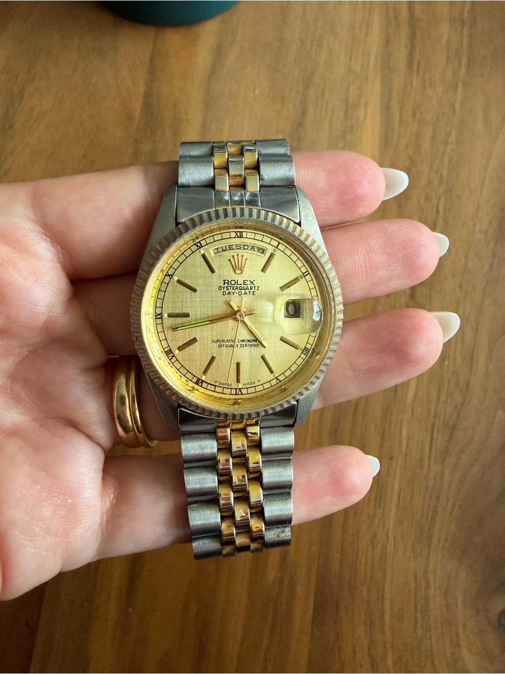 Rolex Gold and Silver Two-Tone Day-Date Watch (inauthentic)